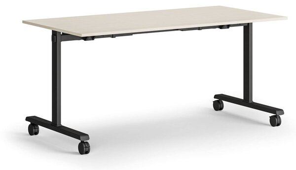 Mobilny stół MATCH, 160x80 cm, czarna podstawa, brzoza