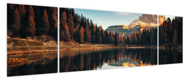 Obraz - Alpy, Włochy, Dolomity, Lago Antorno (170x50 cm)