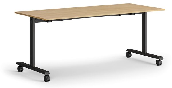 Mobilny stół MATCH, 180x80 cm, czarna podstawa, buk