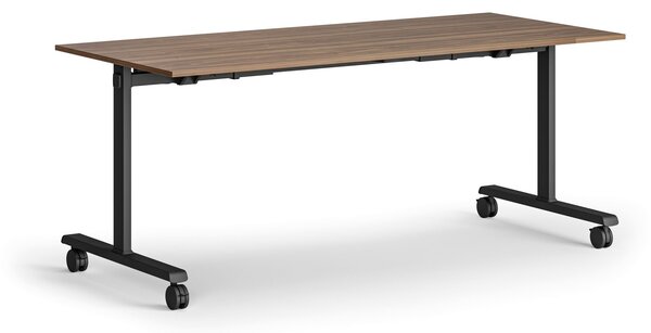 Mobilny stół MATCH, 180x80 cm, czarna podstawa, orzech