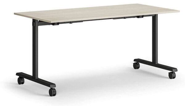 Mobilny stół MATCH, 160x80 cm, czarna podstawa, dąb naturalny