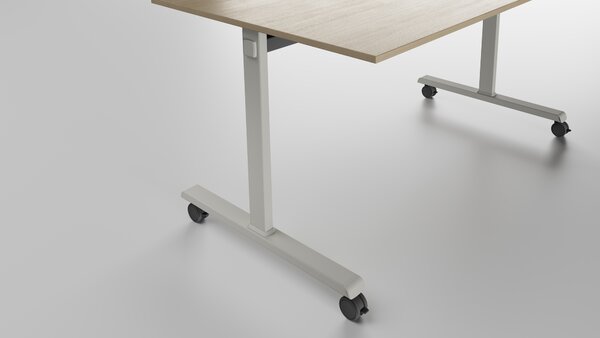 Mobilny stół MATCH, 120x80 cm, szara podstawa, buk