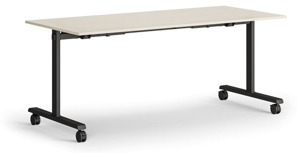 Mobilny stół MATCH, 180x80 cm, czarna podstawa, brzoza