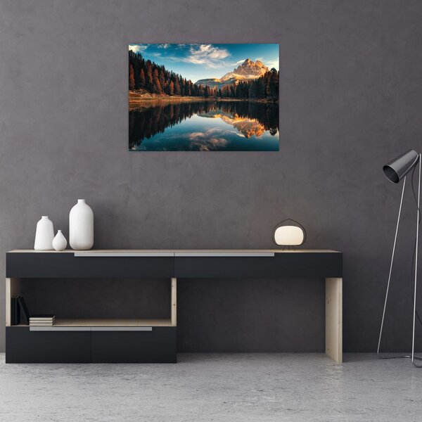 Obraz na szkle - Alpy, Włochy, Dolomity, Lago Antorno (70x50 cm)