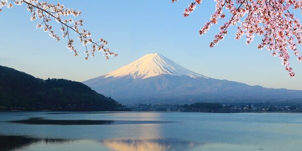 Obraz widok z jeziora na Fuji