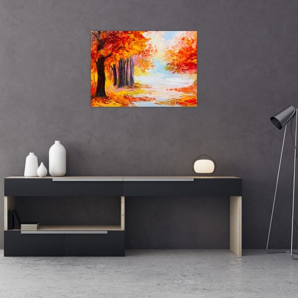 Obraz - Obraz olejny, kolorowa jesień (70x50 cm)