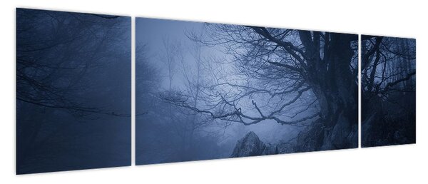 Obraz ciemnego lasu (170x50 cm)