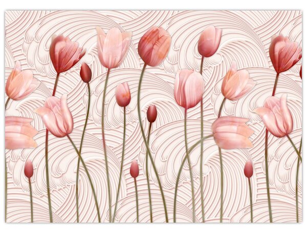Obraz na szkle - Różowe tulipany (70x50 cm)