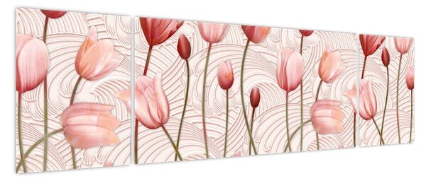 Obraz - Różowe tulipany (170x50 cm)