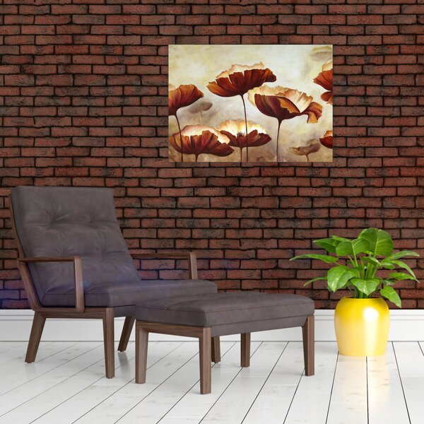 Obraz na szkle czerwonych kwiatów (70x50 cm)