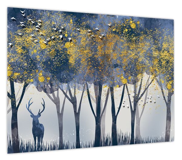 Obraz jelenia w lesie (70x50 cm)