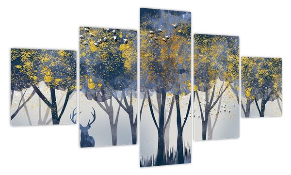 Obraz jelenia w lesie (125x70 cm)