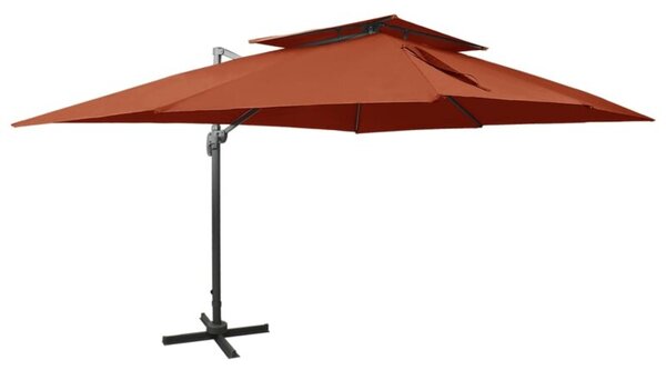 Parasol ogrodowy cantilever z podwójnym blatem, terakota 400x300 cm