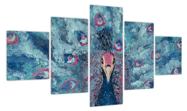 Obraz namalowanego pawia (125x70 cm)