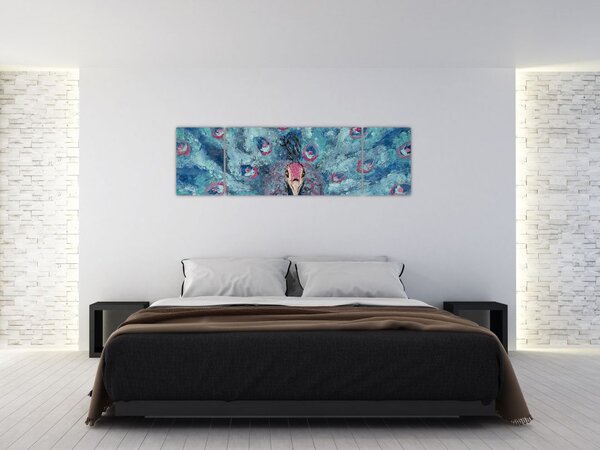 Obraz namalowanego pawia (170x50 cm)