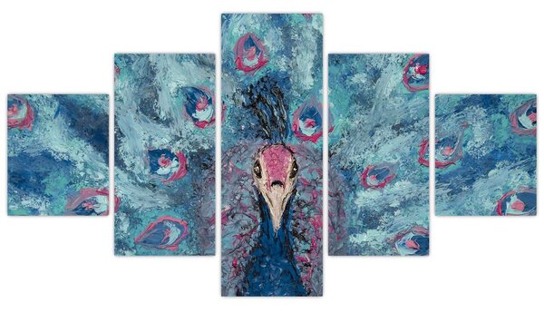 Obraz namalowanego pawia (125x70 cm)