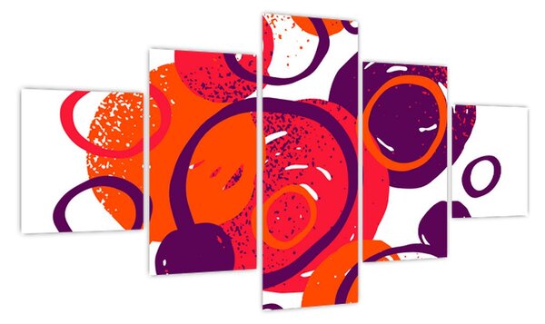 Obraz - Motyw z kółkami w ciepłych kolorach (125x70 cm)