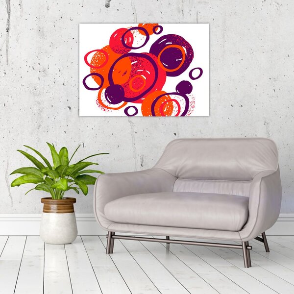 Obraz na szkle - Motyw z kółkami w ciepłych kolorach (70x50 cm)