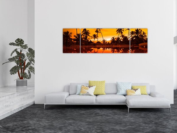 Obraz - Zachód słońca nad kurortem (170x50 cm)