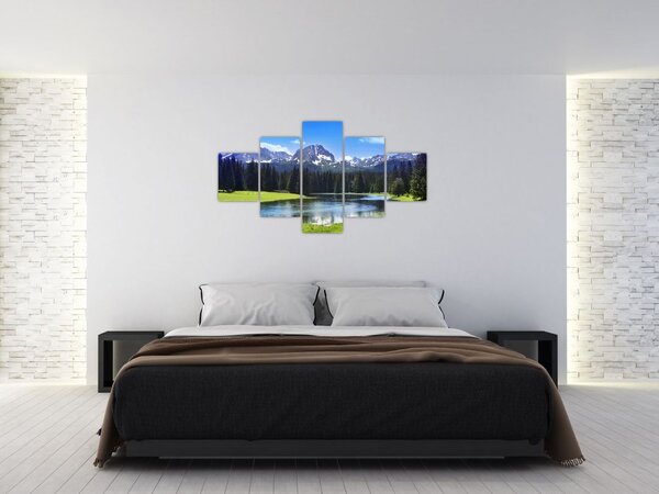 Obraz - Ośnieżone szczyty górskie (125x70 cm)