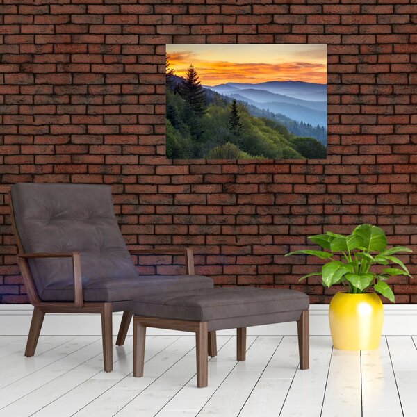 Obraz - Czerwone chmury w górach (70x50 cm)