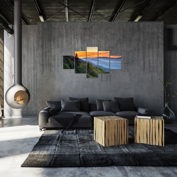 Obraz - Czerwone chmury w górach (125x70 cm)