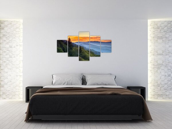 Obraz - Czerwone chmury w górach (125x70 cm)
