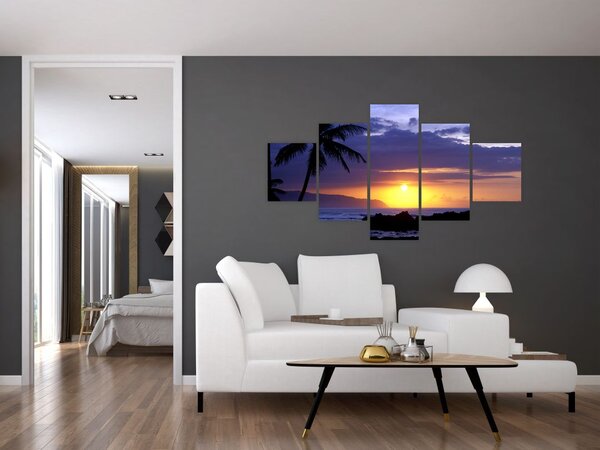 Obraz zachodu słońca nad morzem (125x70 cm)
