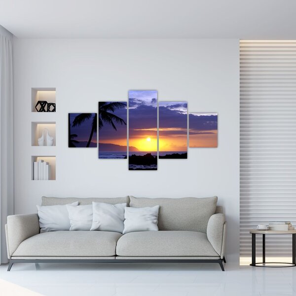Obraz zachodu słońca nad morzem (125x70 cm)