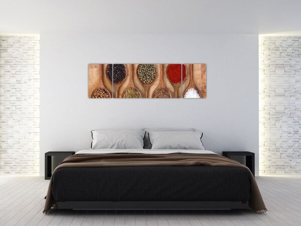 Obraz - Przyprawy na łyżkach (170x50 cm)