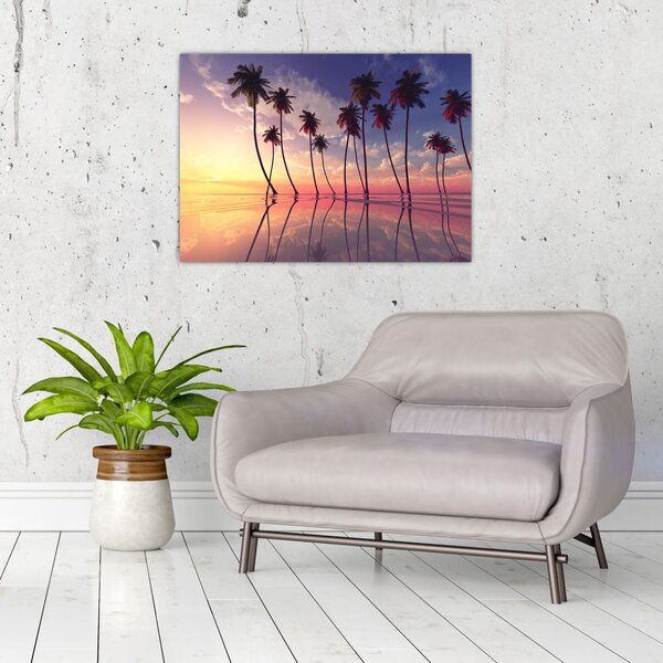 Obraz palm wznoszących się nad powierzchnią (70x50 cm)