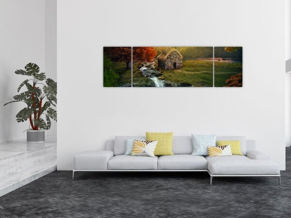 Obraz domku w bajkowym krajobrazie (170x50 cm)