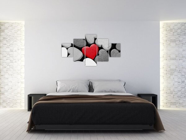 Obraz drewnianych serc (125x70 cm)