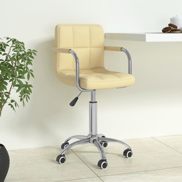 Obrotowe krzesło biurowe, kremowe, obite sztuczną skórą