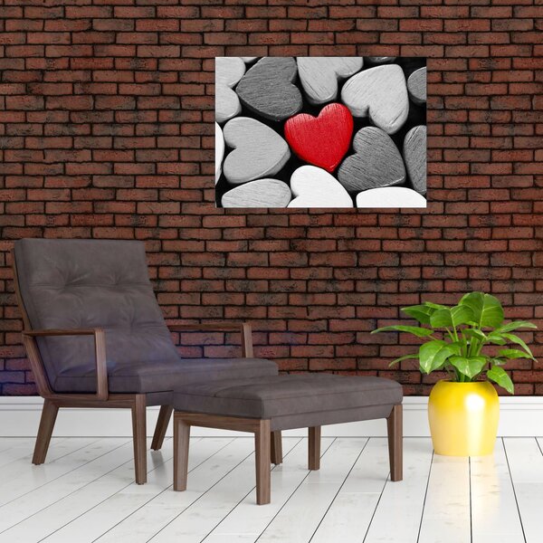 Obraz drewnianych serc (70x50 cm)
