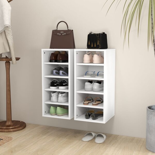 Szafki na buty, 2 szt., białe, 31,5x35x70 cm
