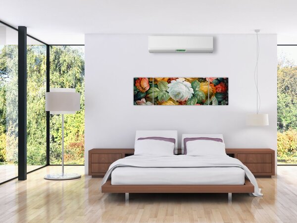Obraz namalowanego bukietu kwiatów (170x50 cm)