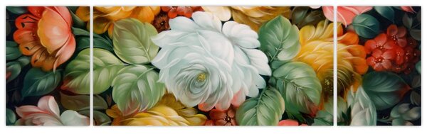 Obraz namalowanego bukietu kwiatów (170x50 cm)