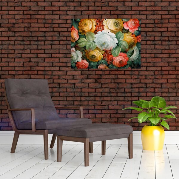 Obraz namalowanego bukietu kwiatów (70x50 cm)