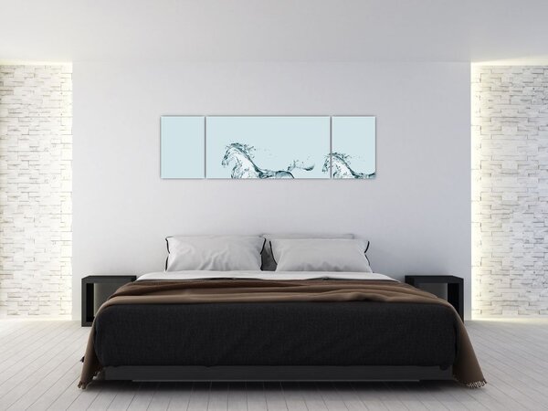 Obraz - Konie z kropli wody (170x50 cm)