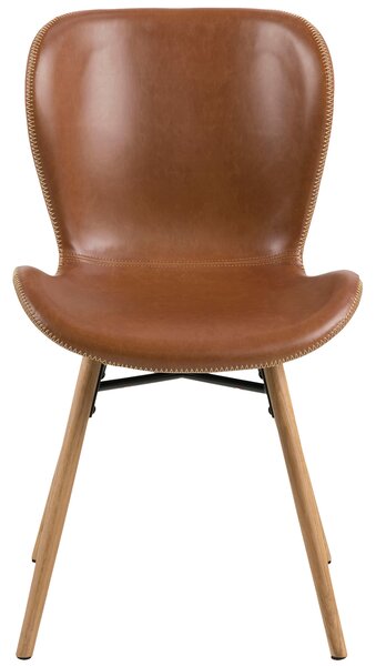 Tapicerowane krzesło do jadalni Brązowa Eco skóra Jasny dąb DARVES