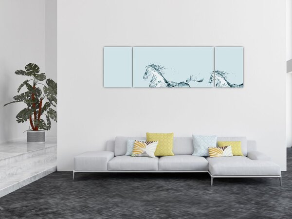 Obraz - Konie z kropli wody (170x50 cm)
