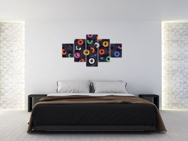 Obraz - Muzyczne płyty gramofonowe (125x70 cm)