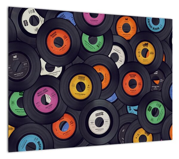 Obraz - Muzyczne płyty gramofonowe (70x50 cm)