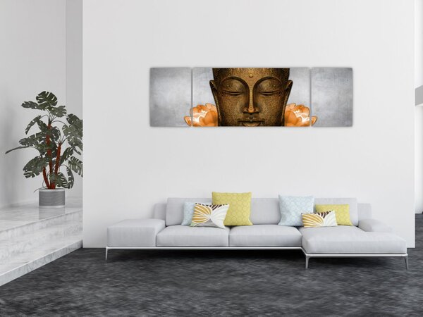 Obraz posągu ze szczegółami twarzy (170x50 cm)