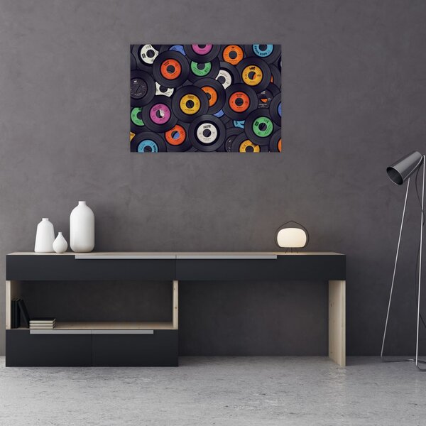 Obraz - Muzyczne płyty gramofonowe (70x50 cm)
