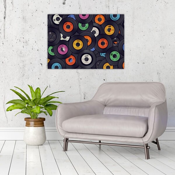 Obraz - Muzyczne płyty gramofonowe (70x50 cm)