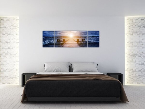 Obraz molo ze słońcem (170x50 cm)