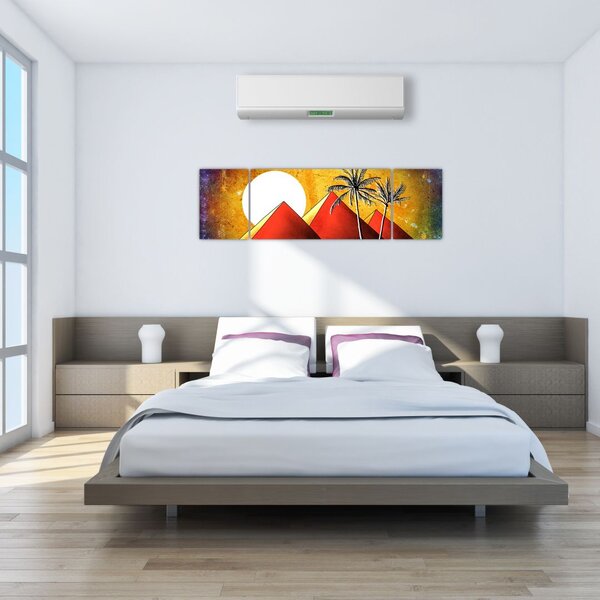 Obraz malowanych egipskich piramid (170x50 cm)