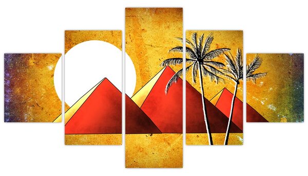 Obraz malowanych egipskich piramid (125x70 cm)